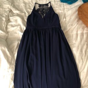Navy v neck maxi dress